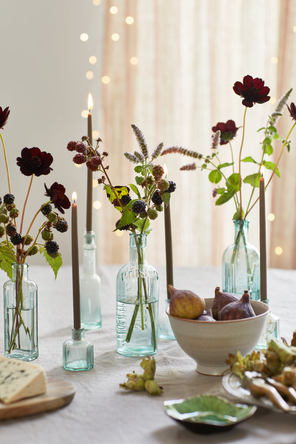 Trio of Aqua Glass Bottles