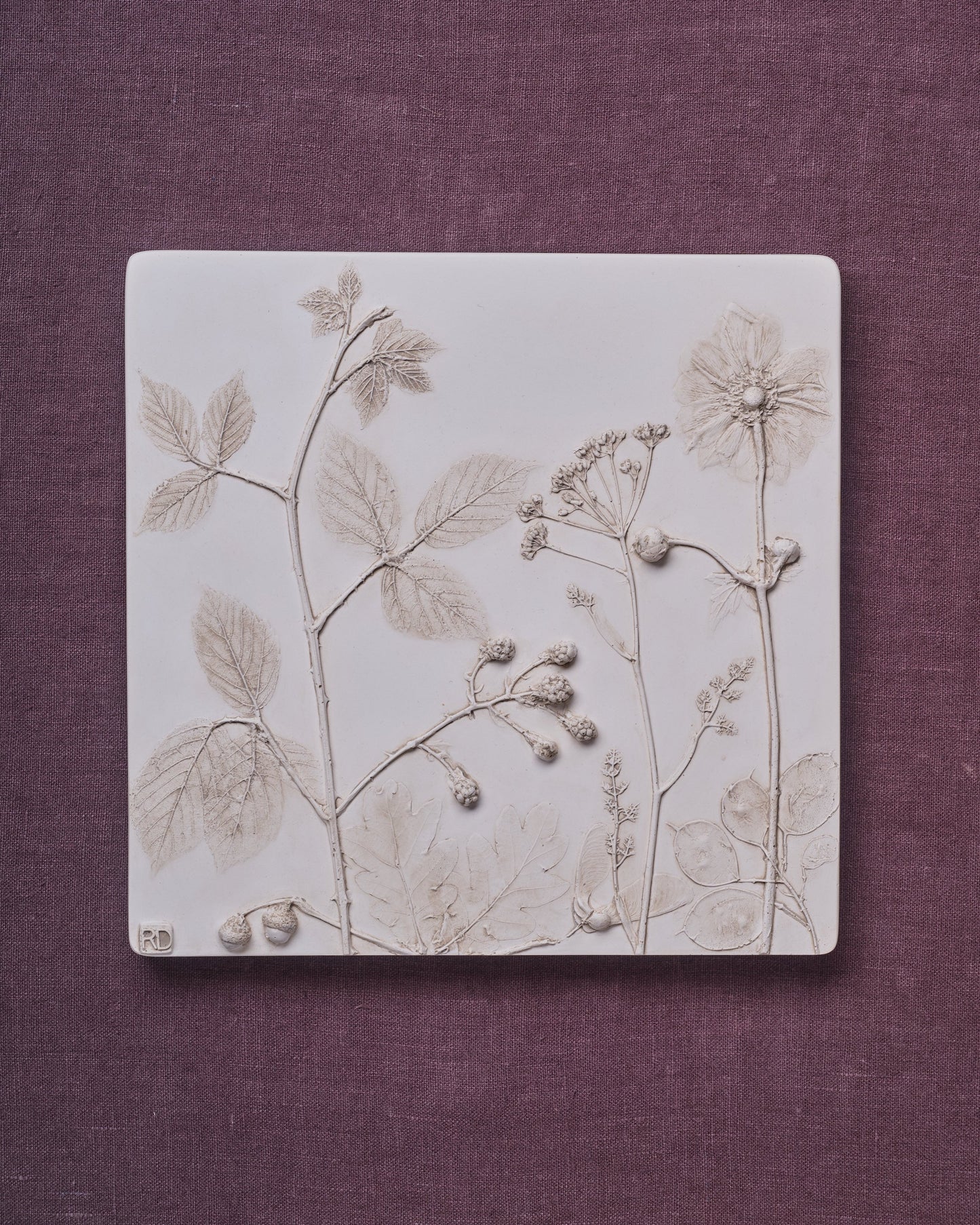 Botanical Relief Tile: Autumn