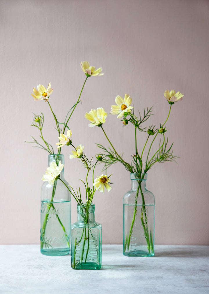 Trio of Aqua Glass Bottles